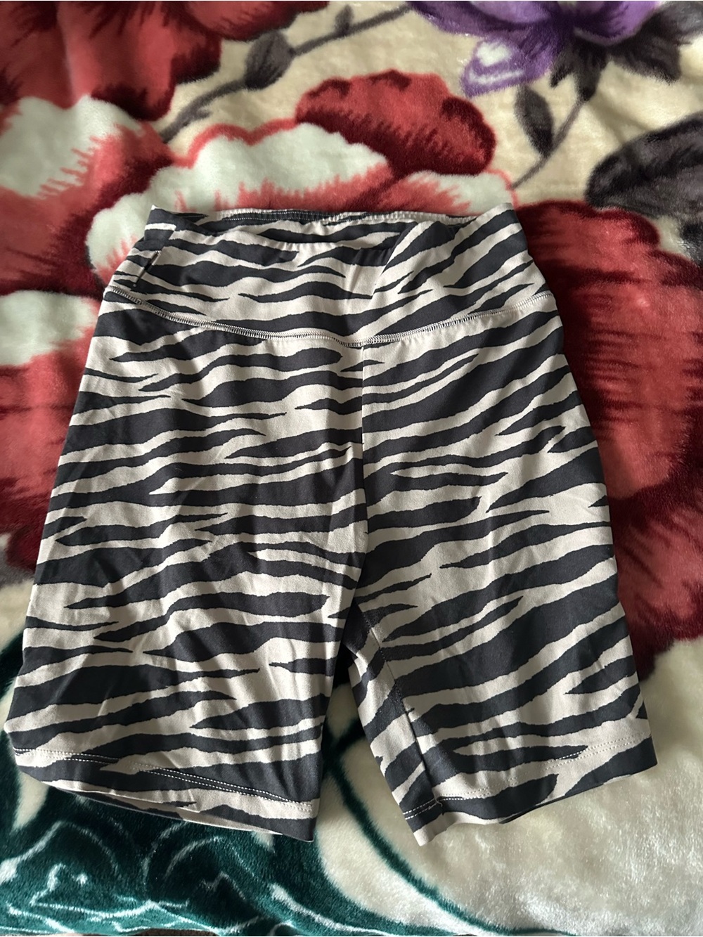 American Eagle Outfitters Black and White Zebra-Print Bike Shorts